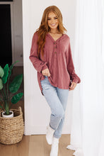 Load image into Gallery viewer, Happier Now Henley Hoodie in Burgundy