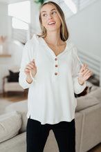 Load image into Gallery viewer, Happier Now Henley Hoodie in Ivory