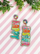 Load image into Gallery viewer, PREORDER: Happy Easter Sequin Dangle Earrings