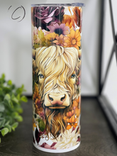 Load image into Gallery viewer, Harvest Floral Highland Cow 20oz Skinny Tumbler