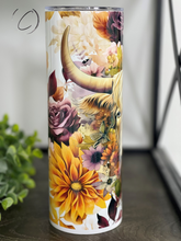 Load image into Gallery viewer, Harvest Floral Highland Cow 20oz Skinny Tumbler