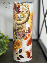 Load image into Gallery viewer, Harvest Floral Highland Cow 20oz Skinny Tumbler