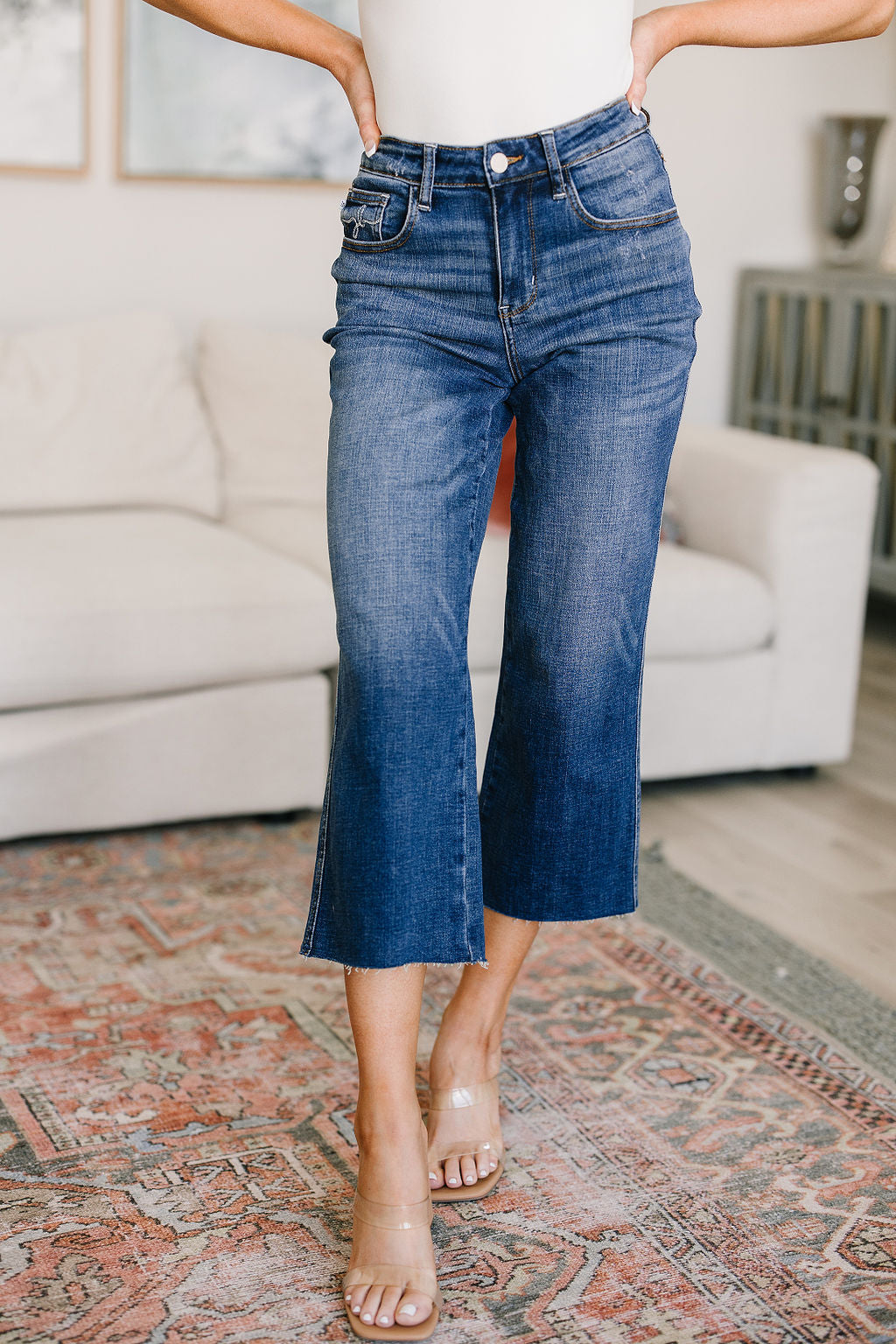 High Rise Wide Leg Crop Judy Blue Jeans