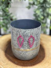 Load image into Gallery viewer, Heart Breaker Pink Glitter Dangle Earrings