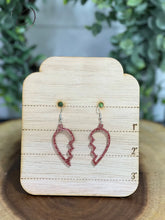Load image into Gallery viewer, Heart Breaker Rose Gold Glitter Dangle Earrings