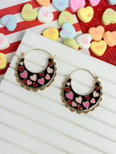 Load image into Gallery viewer, PREORDER: Heart Enamel Scallop Hoop Earrings in Two Colors