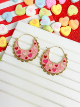 Load image into Gallery viewer, PREORDER: Heart Enamel Scallop Hoop Earrings in Two Colors