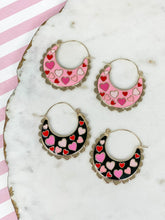 Load image into Gallery viewer, PREORDER: Heart Enamel Scallop Hoop Earrings in Two Colors