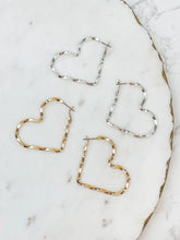 Load image into Gallery viewer, PREORDER: Twisted Heart Hoop Earrings in Two Colors