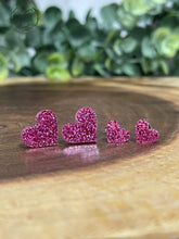 Load image into Gallery viewer, Heart Pink Glitter Stud Earrings