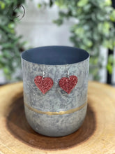 Load image into Gallery viewer, Heart Rose Gold Glitter Dangle Earrings