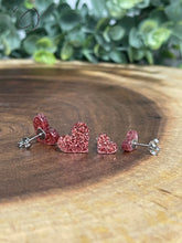 Load image into Gallery viewer, Heart Rose Gold Glitter Stud Earrings
