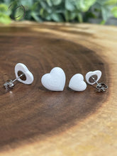 Load image into Gallery viewer, Heart White Stud Earrings