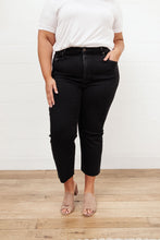 Load image into Gallery viewer, High Waist Mom Fit Risen Jeans In Black