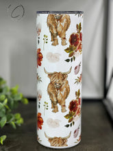 Load image into Gallery viewer, Highland Bull Floral 20oz Skinny Tumbler