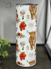 Load image into Gallery viewer, Highland Bull Floral 20oz Skinny Tumbler