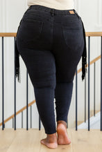 Load image into Gallery viewer, Hilary Side Fringe Judy Blue Skinny Jegging In Black