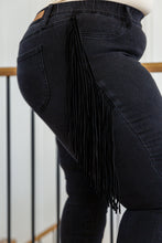 Load image into Gallery viewer, Hilary Side Fringe Judy Blue Skinny Jegging In Black