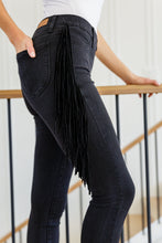 Load image into Gallery viewer, Hilary Side Fringe Judy Blue Skinny Jegging In Black