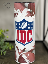 Load image into Gallery viewer, IDC (I Don&#39;t Care) Football 20oz Skinny Tumbler
