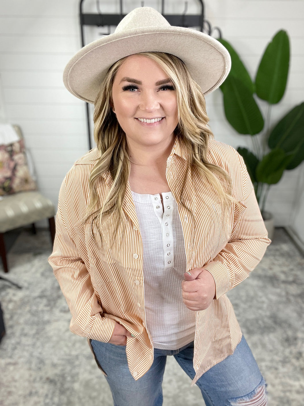 Easy On The Eyes Striped Button Up