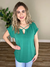 Load image into Gallery viewer, Criss Cross Front Top In Emerald