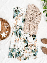 Load image into Gallery viewer, Sleeveless Shift Dress With Pockets In Teal, Yellow &amp; Ivory Florals