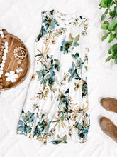 Load image into Gallery viewer, Sleeveless Shift Dress With Pockets In Teal, Yellow &amp; Ivory Florals