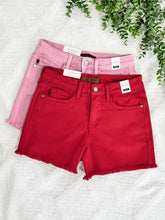 Load image into Gallery viewer, Mid Rise Frayed Hem Shorts By Judy Blue Jeans In Hot Tamale