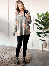 Load image into Gallery viewer, Gabby Front Cozy Long Sleeve Top In Olive Florals