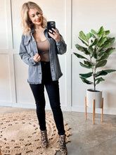 Load image into Gallery viewer, Mineral Wash Button Down Denim Jacket In Muted Navy