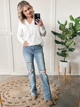 Load image into Gallery viewer, Mid Rise Bootcut Judy Blue Jeans With Plaid Patch Detail