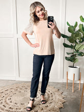 Load image into Gallery viewer, Sequin Sleeve Detailed Top In Nude