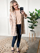 Load image into Gallery viewer, Plaid Button Up Tunic In Beige &amp; Pink