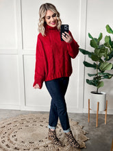 Load image into Gallery viewer, Cozy Cable Knit Sweater In Christmas Red