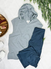 Load image into Gallery viewer, Sleeveless Hooded Top With Side Slit Detail In Jamaican Aqua
