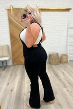 Load image into Gallery viewer, Tummy Control Top Retro Flare Judy Blue Overalls in Black