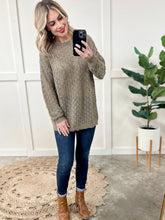 Load image into Gallery viewer, Chenille Cable Knit Sweater In Olive