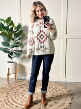 Load image into Gallery viewer, Popcorn Aztec Sweater In Cream, Olive &amp; Rust