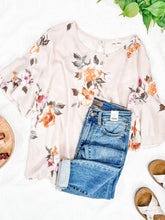 Load image into Gallery viewer, Double Ruffle Blouse In Apricot Spring Florals