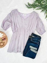 Load image into Gallery viewer, Textured Empire Waist Blouse In Dusty Lavender