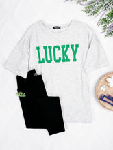 Load image into Gallery viewer, Lucky Graphic Knit Top In Heathered Grey