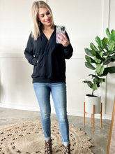 Load image into Gallery viewer, Dolman Hooded Top With Kangaroo Pocket In Black