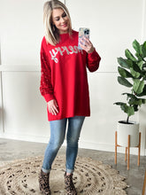 Load image into Gallery viewer, Merry Sequin Detailed Pullover In Holiday Red