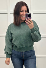 Load image into Gallery viewer, Acid Wash Oversized Pullover in Dark Green