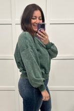 Load image into Gallery viewer, Acid Wash Oversized Pullover in Dark Green