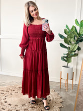 Load image into Gallery viewer, Tiered Maxi Dress With Smocking Detail In Holly
