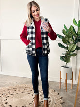 Load image into Gallery viewer, Buffalo Plaid Fleece Vest In Black &amp; White