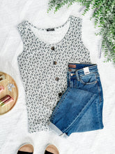 Load image into Gallery viewer, Faux Button Front Sleeveless Top In Cream &amp; Grey