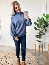 Load image into Gallery viewer, Mock Neck Top With Pocket In Slate Blue